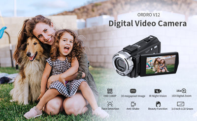 1080P HD Camcorder with 16X Digital Zoom, IR Night Vision & Anti-Shake