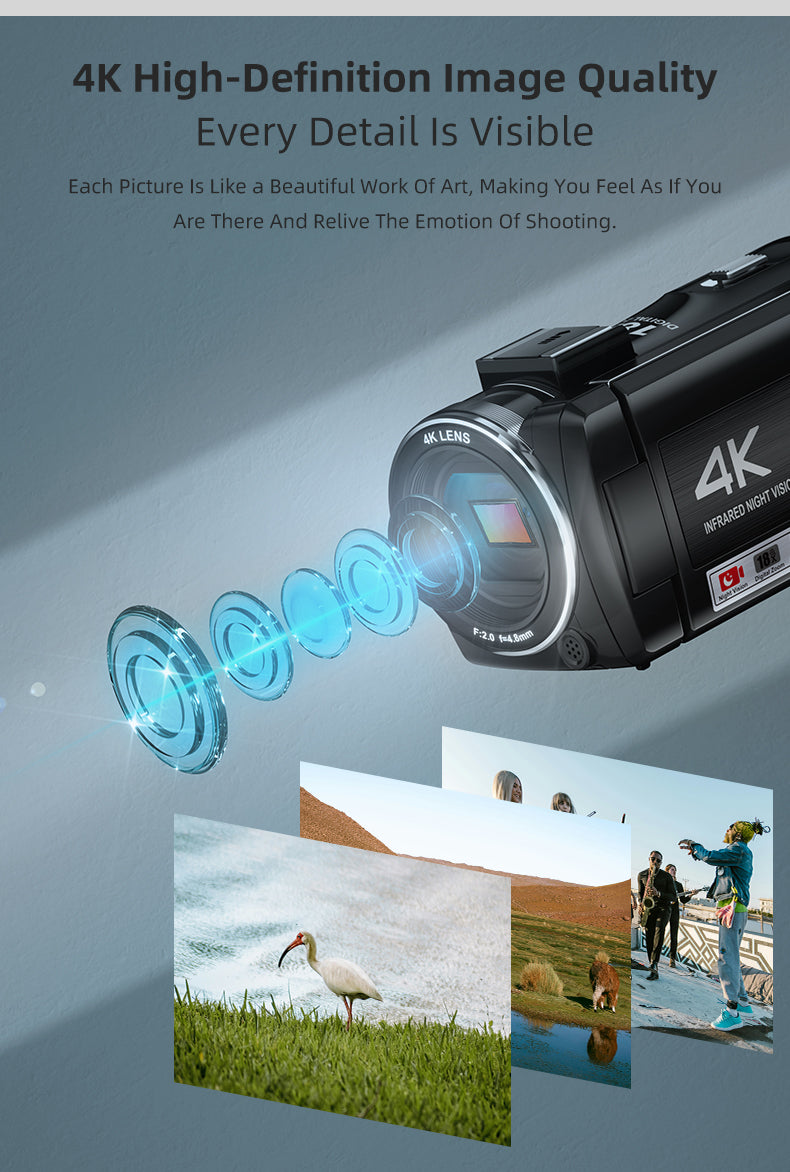 Ordro Z36 4K Vlogging Video Camera with Sony Sensor - 48MP WiFi