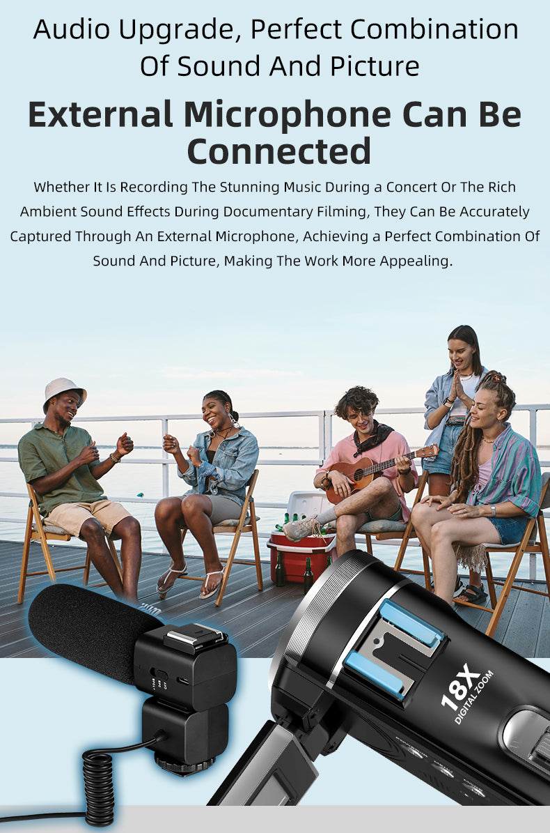 External microphone and HDMI ports on Ordro Z36 digital video camera