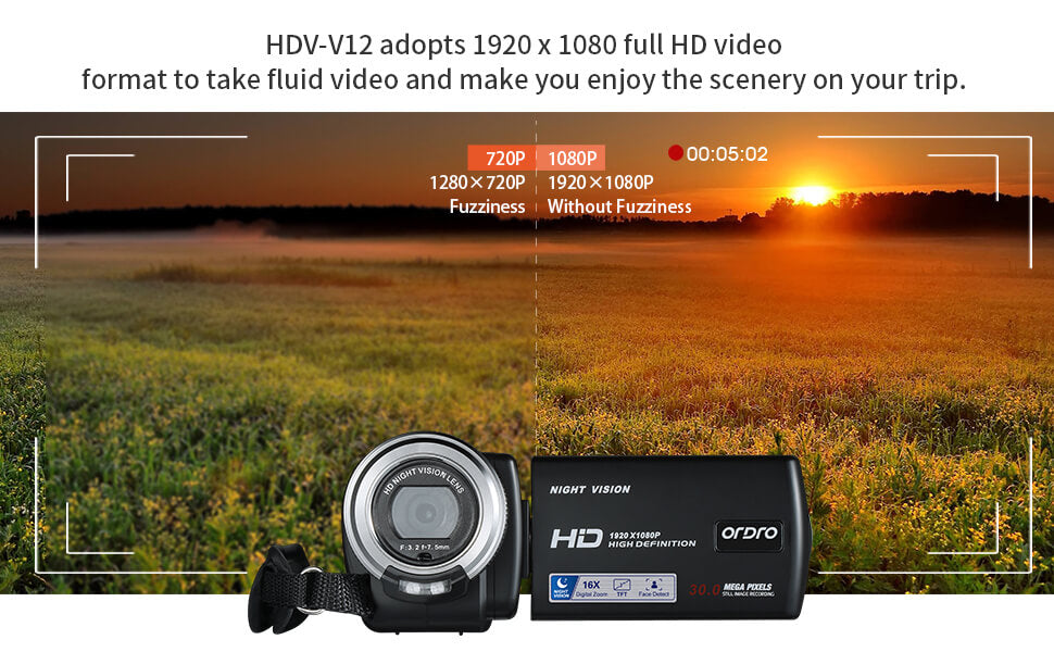 ORDRO HDV-V12 Video Camera Camcorder Gift for Kids