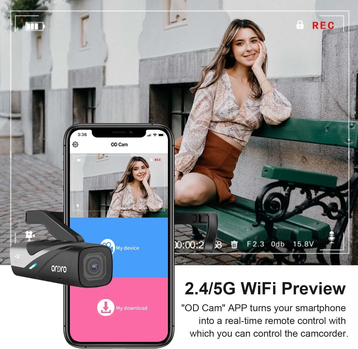 hands-free vlogging camera Ordro EP8