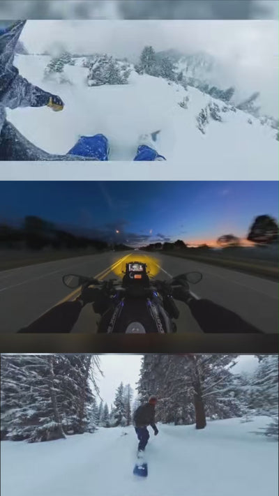 H88 Pro camera recording snowboarding and riding POV