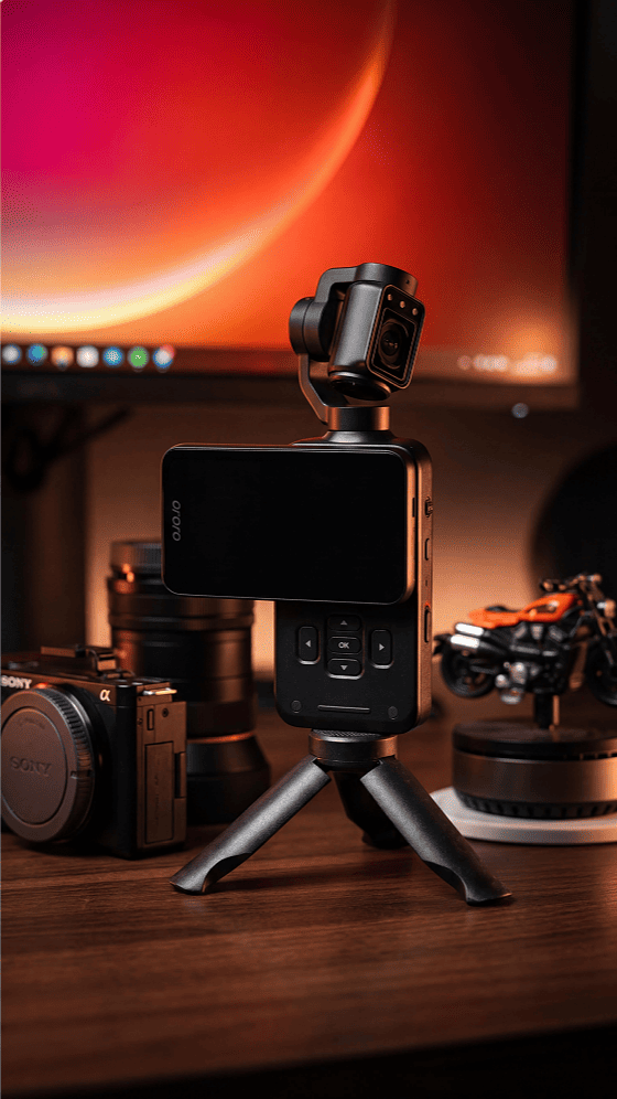 Load video: travel pocket camera with gimbal ordro M5