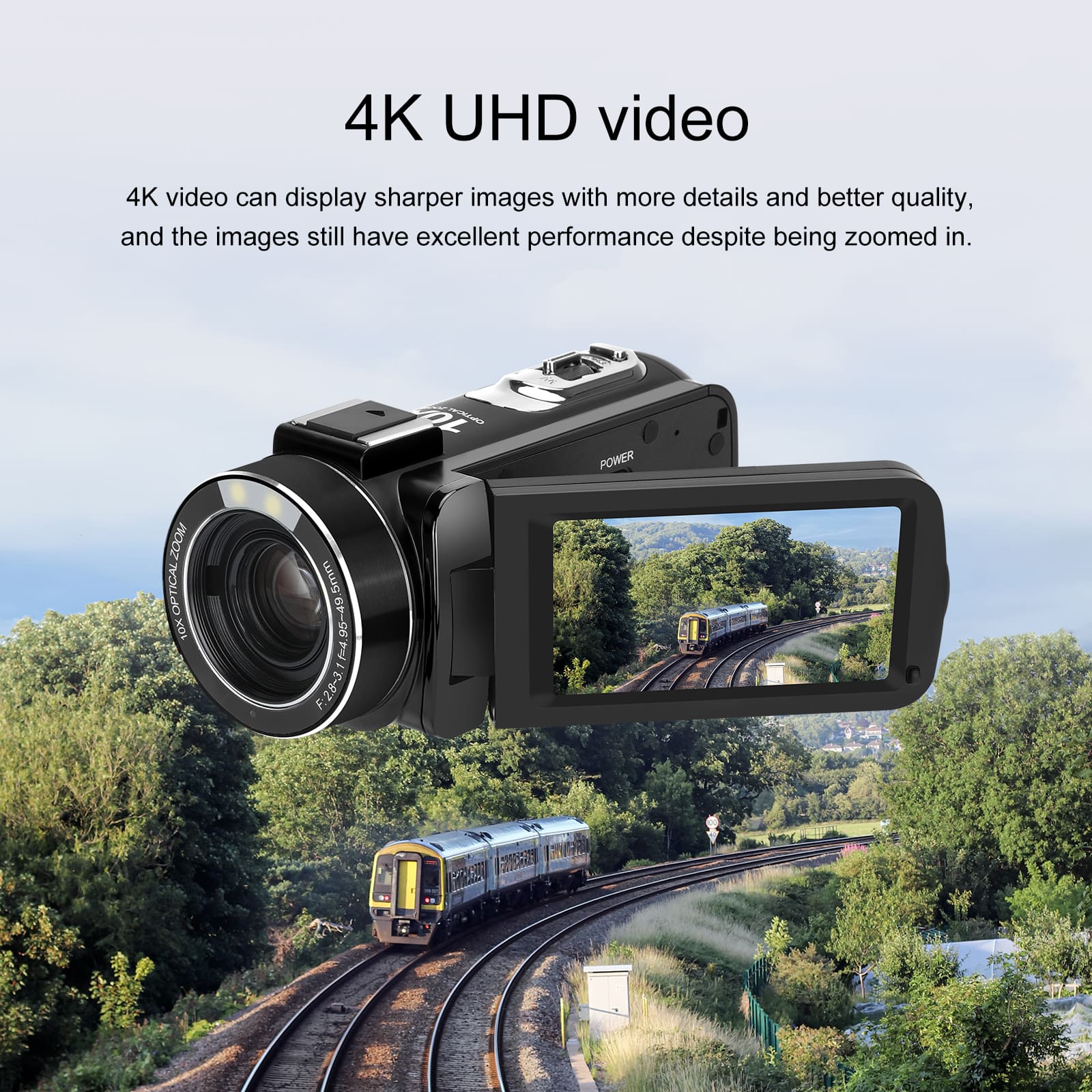 ORDRO Video Camera 4K Camcorder 30MP 10X Optical Zoom Vlogging