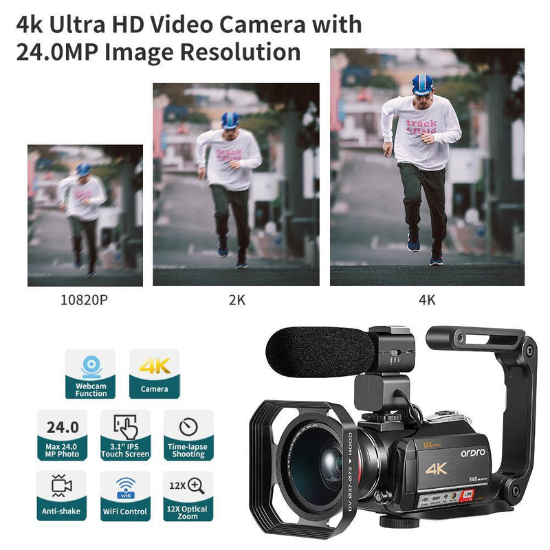 ORDRO HDR-AC5 4K Camcorder 12X Optical Zoom - Ordro
