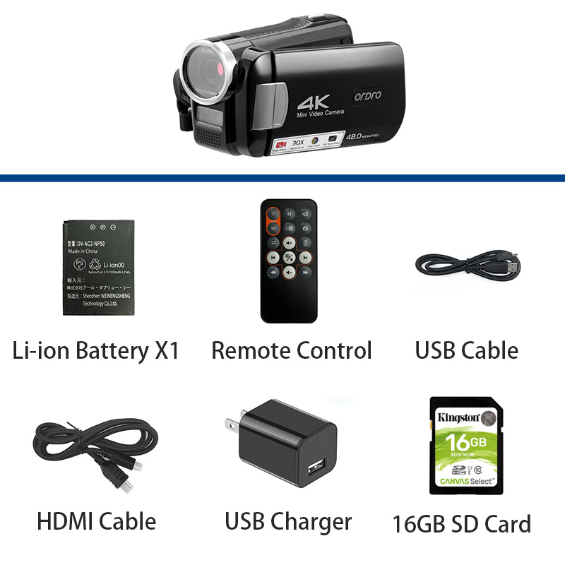 Mini videocamera digitale 4K ORDRO HDR-AC2