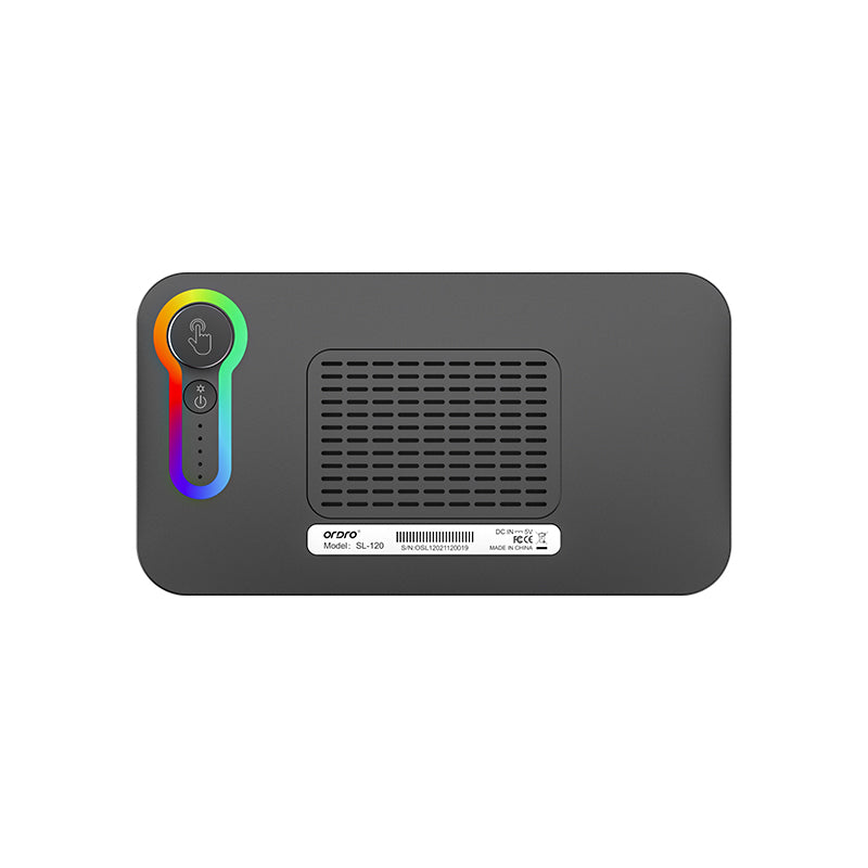 ORDRO SL-120 Mini luce di riempimento Luce di riempimento tascabile RGB a colori Luce di streaming live incorporata da 3000 mAh Luce per videocamera a LED Luce di riempimento Vlog