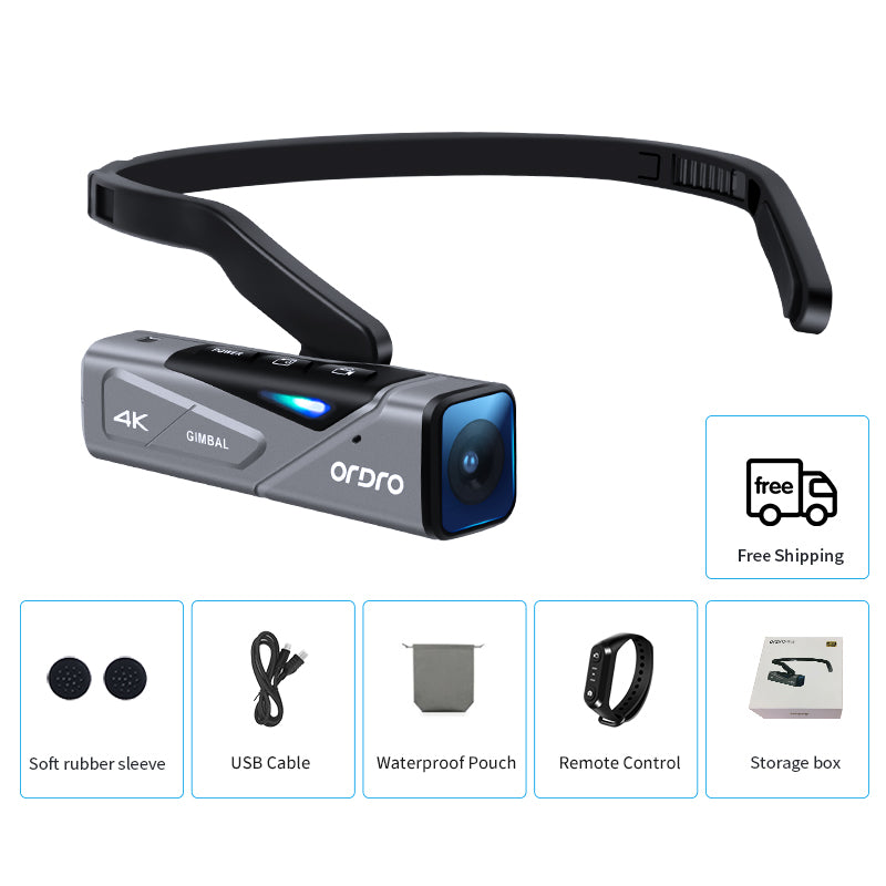 ORDRO EP7 FPV Wearable Action 4K POV Camcorder + telecomando (non scheda SD)