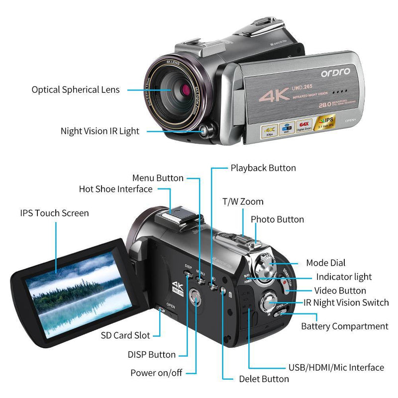 ORDRO HDR-AZ50 Vlogging 4K Camcorder - Ordro