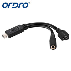 ORDRO 1 to 2 Mini USB B Male Port to 3.5mm Microphone Cable | Use the hands of the camera, recording life scenery