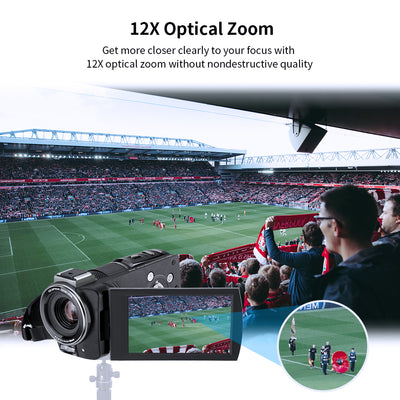 ORDRO AX60 Videocamera 4K con zoom ottico 12X a grande schermo （Standard）
