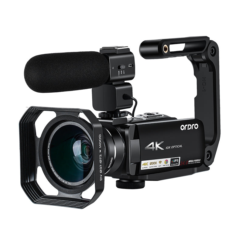 ORDRO HDR-AC7 YouTube Live Stream Camcorder Camcorder Video Cameras FHD 24MP 120X Digital Zoom 10x Optical Kit
