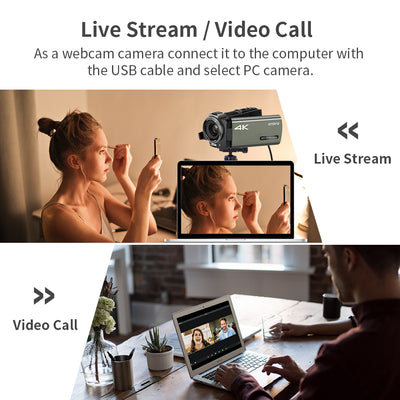 ORDRO AX60 Videocamera 4K con zoom ottico 12X a grande schermo （Standard）