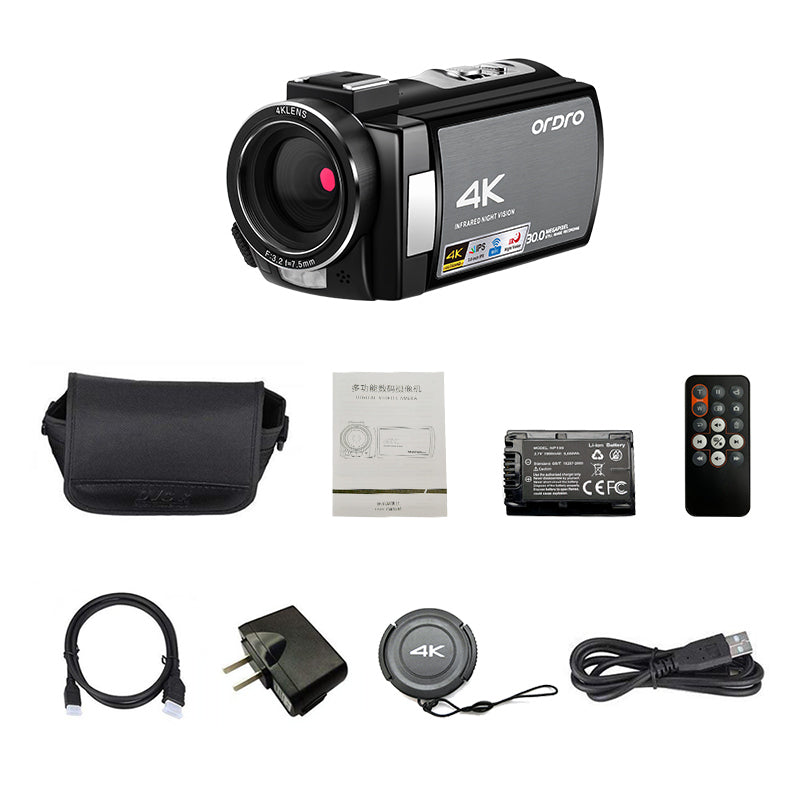 ORDRO HDR-AE8 Infrared Night Vision Digital 4K Camcorder (Standard Package)