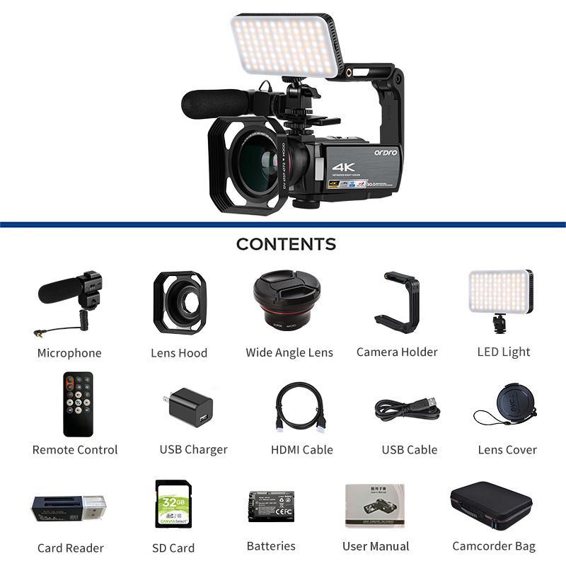 Arkæologi på en ferie overskud ORDRO HDR-AE8 Infrared Night Vision Digital 4K Camcorder | Use the hands of  the video camera, recording life scenery