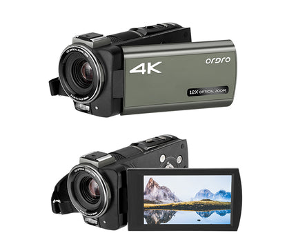 ORDRO 4K Camcorder HDR-AX60 3.5''Touch Screen with 12X Optical Zoom for Live Kit