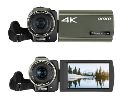 ORDRO 4K Camcorder HDR-AX60 3.5''Touch Screen with 12X Optical Zoom for Live Kit